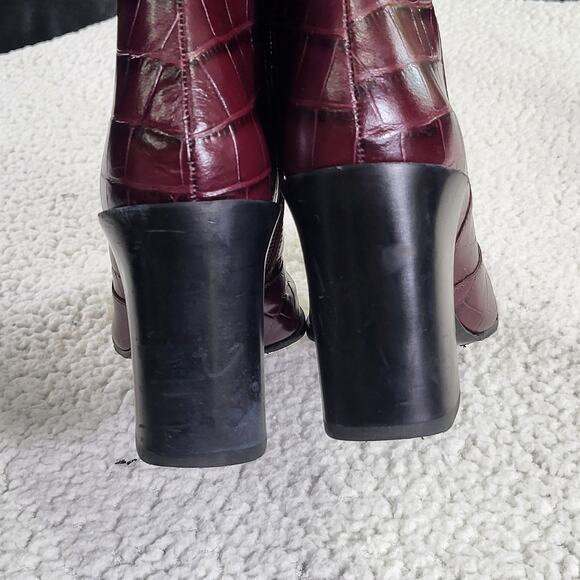 Schutz Raffaela Bootie womens boots Leather Cherry Wine size 7B - Picture 4 of 7